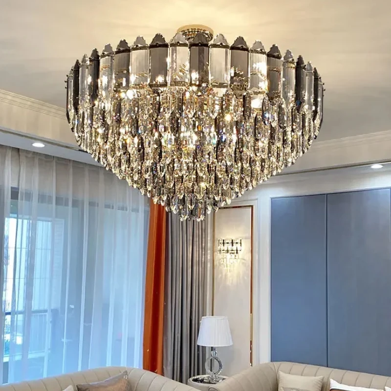 

Современная роскошная хрустальная люстра, креативная колонна для гостиной, кухни, столовой, большая люстра, домашний декор, светодиодные фонари