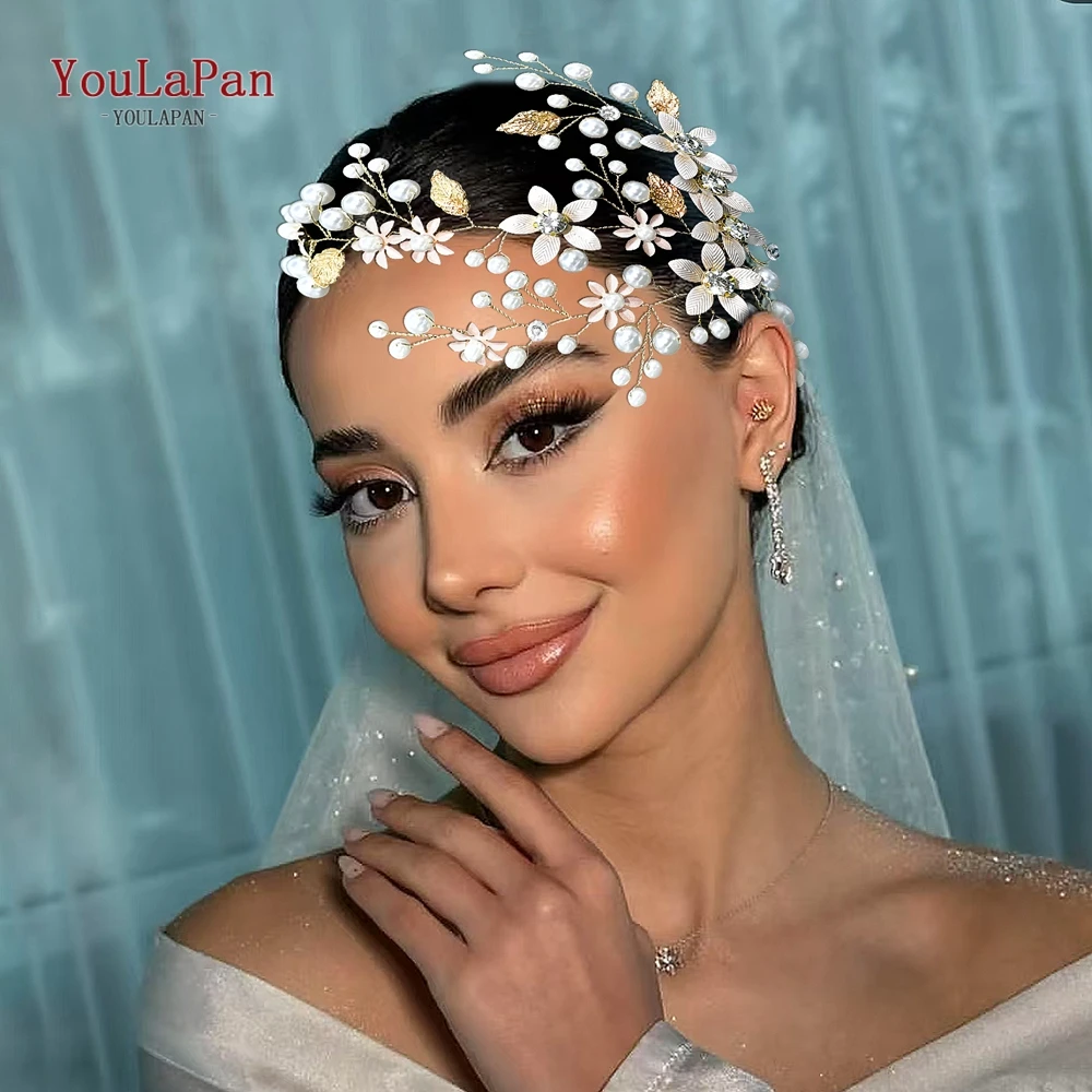 

YouLaPan Alloy Flower Pearl Headband Bridal Wedding Hair Jewelry Women Headwear Banquet Party Hair Accessories Halloween HP926