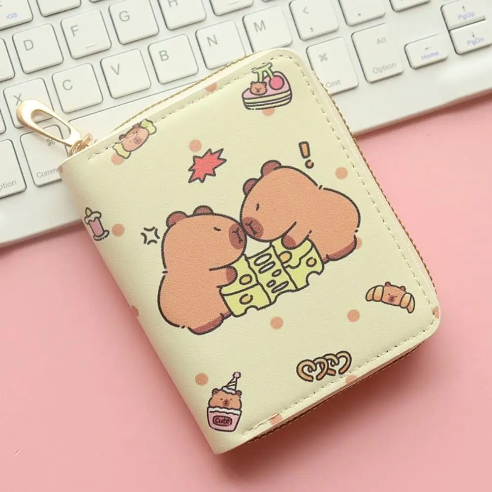 

New Cartoon Capybara Money Coin Purse PU Leather Cute Coin Purse with Zipper Vintage Card Wallets