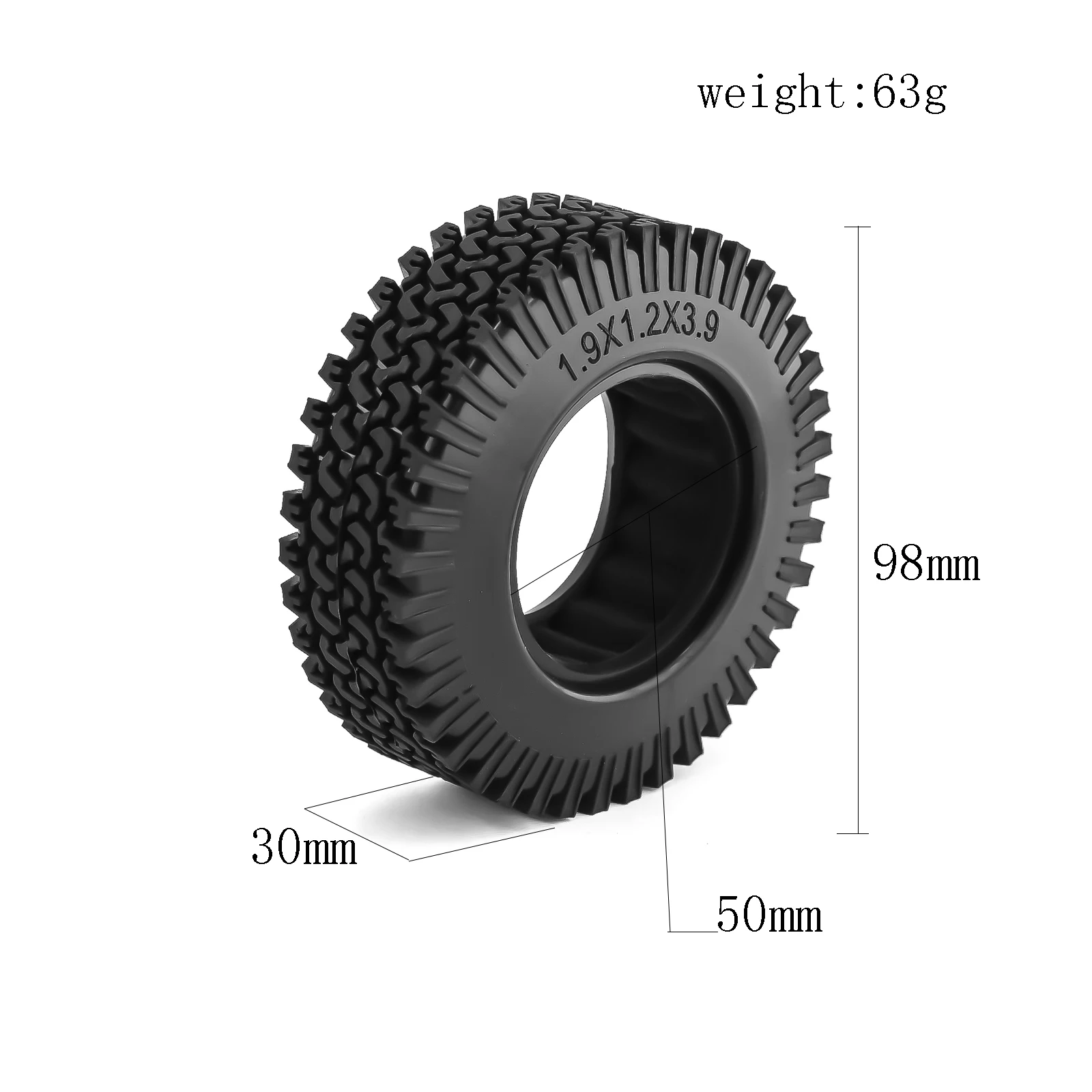 4szt 1.9 Cal Gumowa opona 120 * 48mm Do 1/10 Rc Crawler Car Trax Trx4 Axial Scx10 Wraith Scx10 Yikong Rgt Wrangler 1.9 Wheel