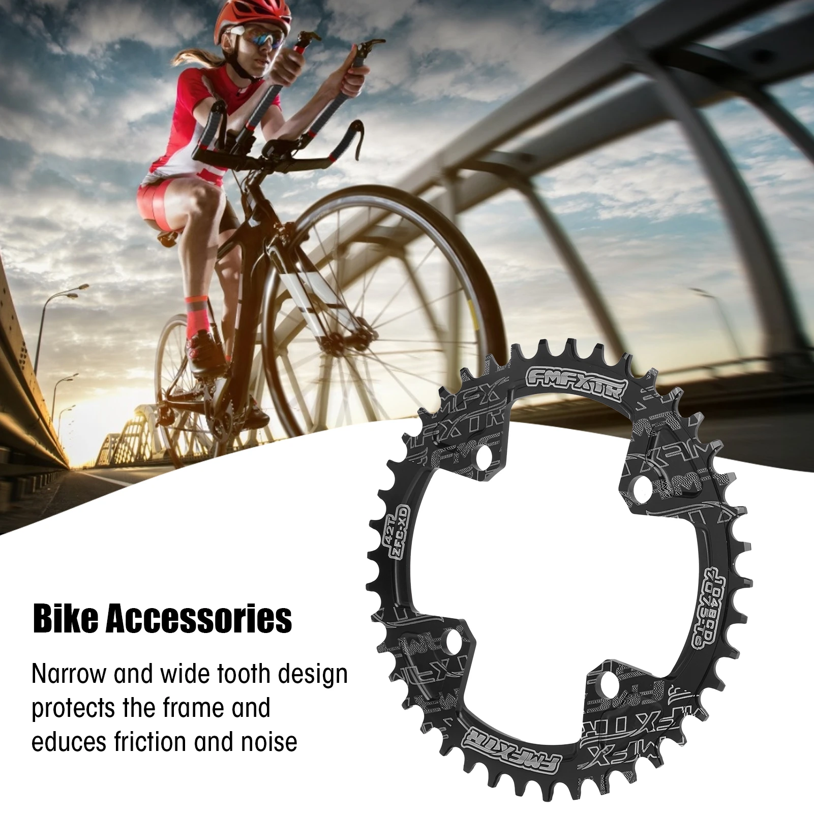 FMFXTR 104BCD Crankset Chainring Aluminum Alloy Positive and Negative 42T MTB Bicycle ChainringBlack