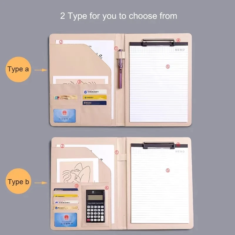 Document File Color Meeting Clipboard Paper for Folder Splice Business Office Data Supply Portafolios Organizer Leather PU