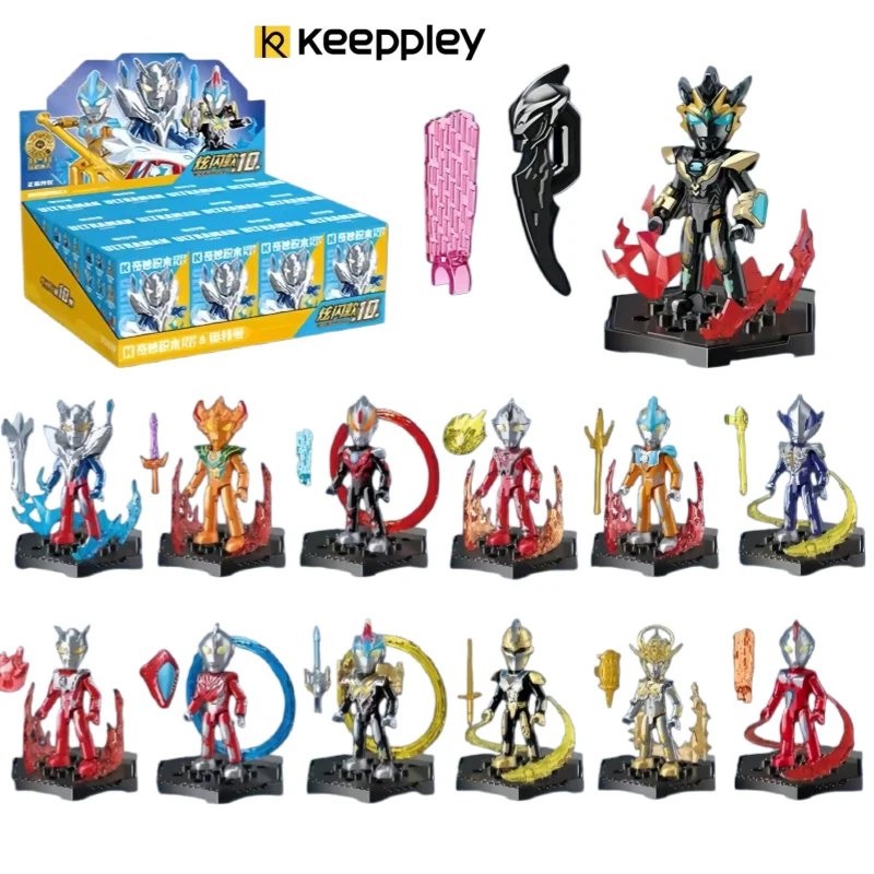 Keeppley Ultraman Building Blocks Figure Glitter Flash Wave 10 Galaxy Fight Zeta Assemble Collectible Toy Home Decorations