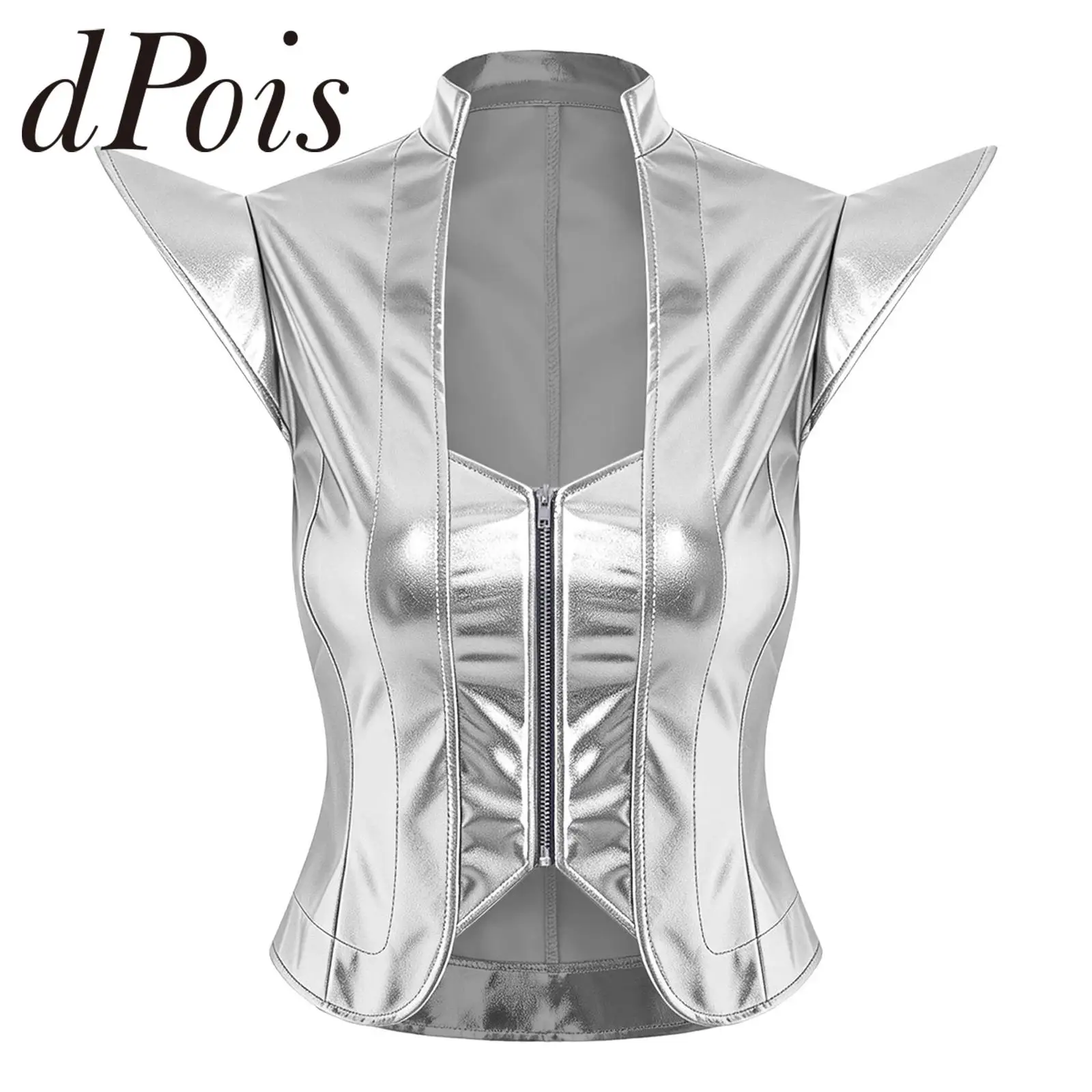 Women Disco Party Shiny Waistcoat Sleeveless Sequins Vests Stage Performance Dancewear Music Festival Fashion Jazz Dance Costume