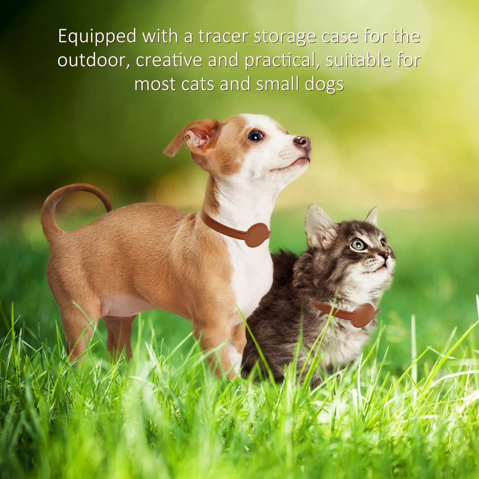 

Adjustable PU Pet Collar Tracer Case for Cats Small Dogs Lightweight Durable Comfort Anti Lost Design nament Portable Bright