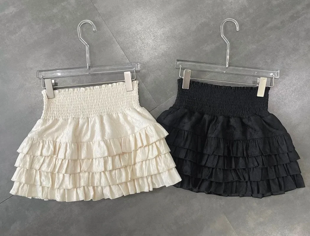 Mini Skirts Woman 2024 Trend Kawaii Ruffle Short Skirt for Women Korean Style Women's Clothing Fashion Summer Autumn Miniskirt