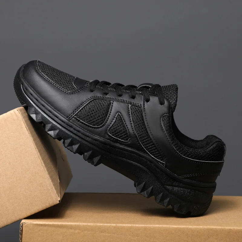 

Men's Black Ultra-Light Breathable Running Shoes Anti-Slip Soft-Sole Security Rescue Physical Training Outdoor Shoes