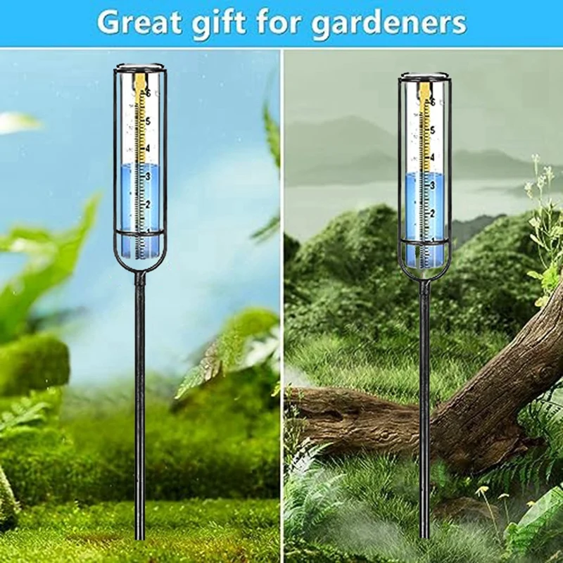 Rain Gauge , 6Inch Glass Rain Gauge Rain Gauges For Yard With Stake Best Rated Rain Gauges For Yard With Stake (Blue) Durable