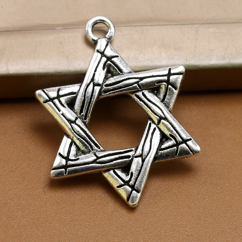 

20Pcs Hexagram Necklace Pendants Alloy DIY Charms for Jewelry Making Earrings Bracelet Keychain Craft Projects Silver
