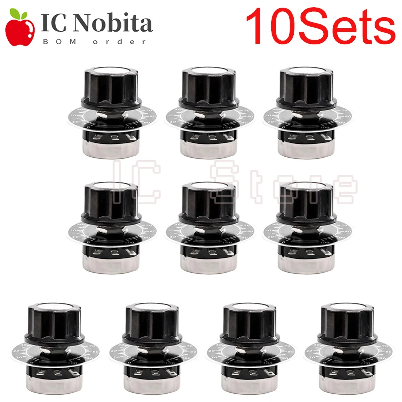 

10Sets RV24YN20S Potentiometer with knob Dial B101 B102 B103 B104 B105 B201 B202 B203 B204 B254 B302 B303 B501 B502 B503 B504