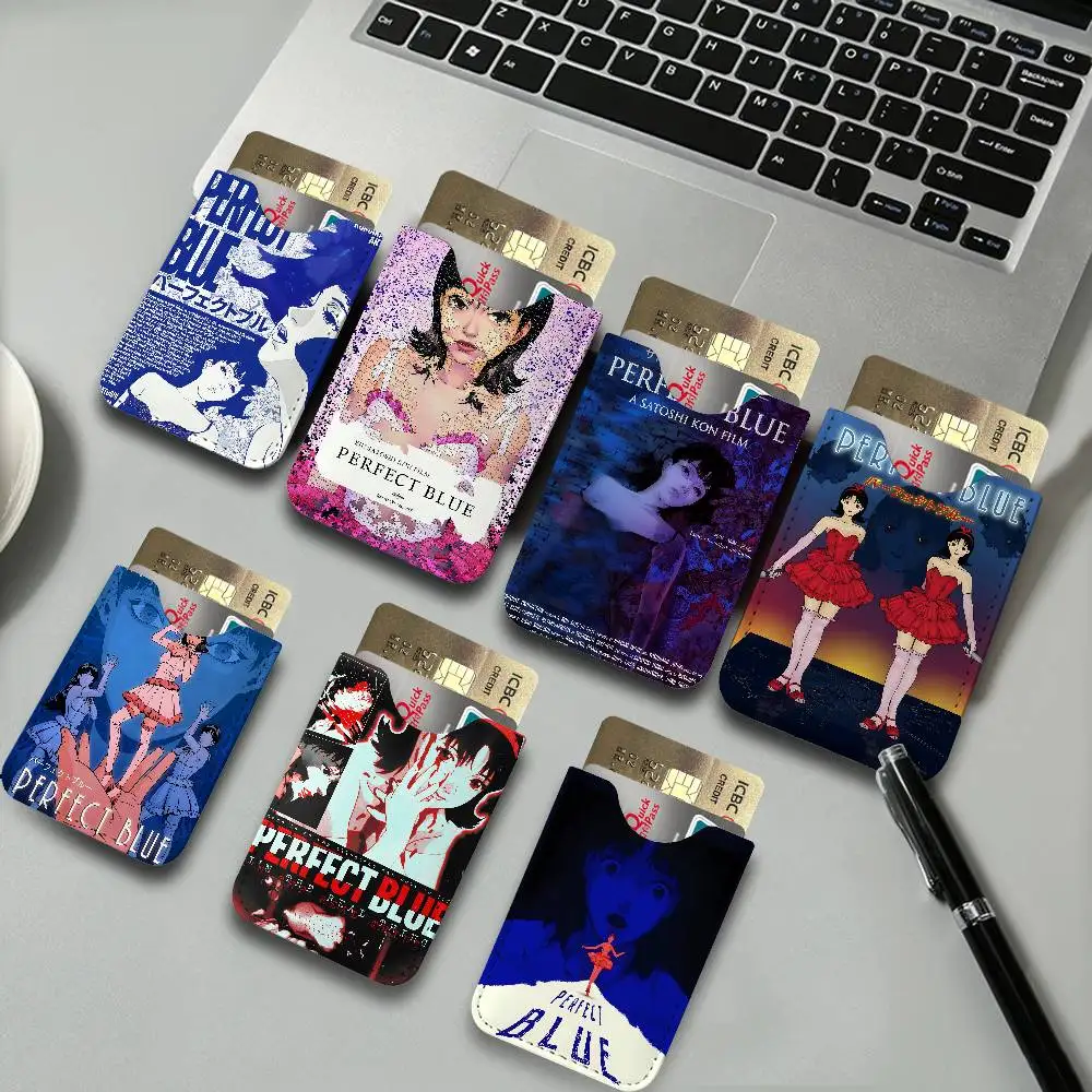 P-PERFECT-BLUE Thrilling-Psychological PU Leather Slim Credit Card ID Card Organizer Portable Business Card Case for Daily Carry