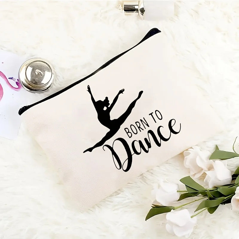A Born to dance make-up tas - schattig multifunctioneel ritszakje voor dames, sieraden opbergtas,