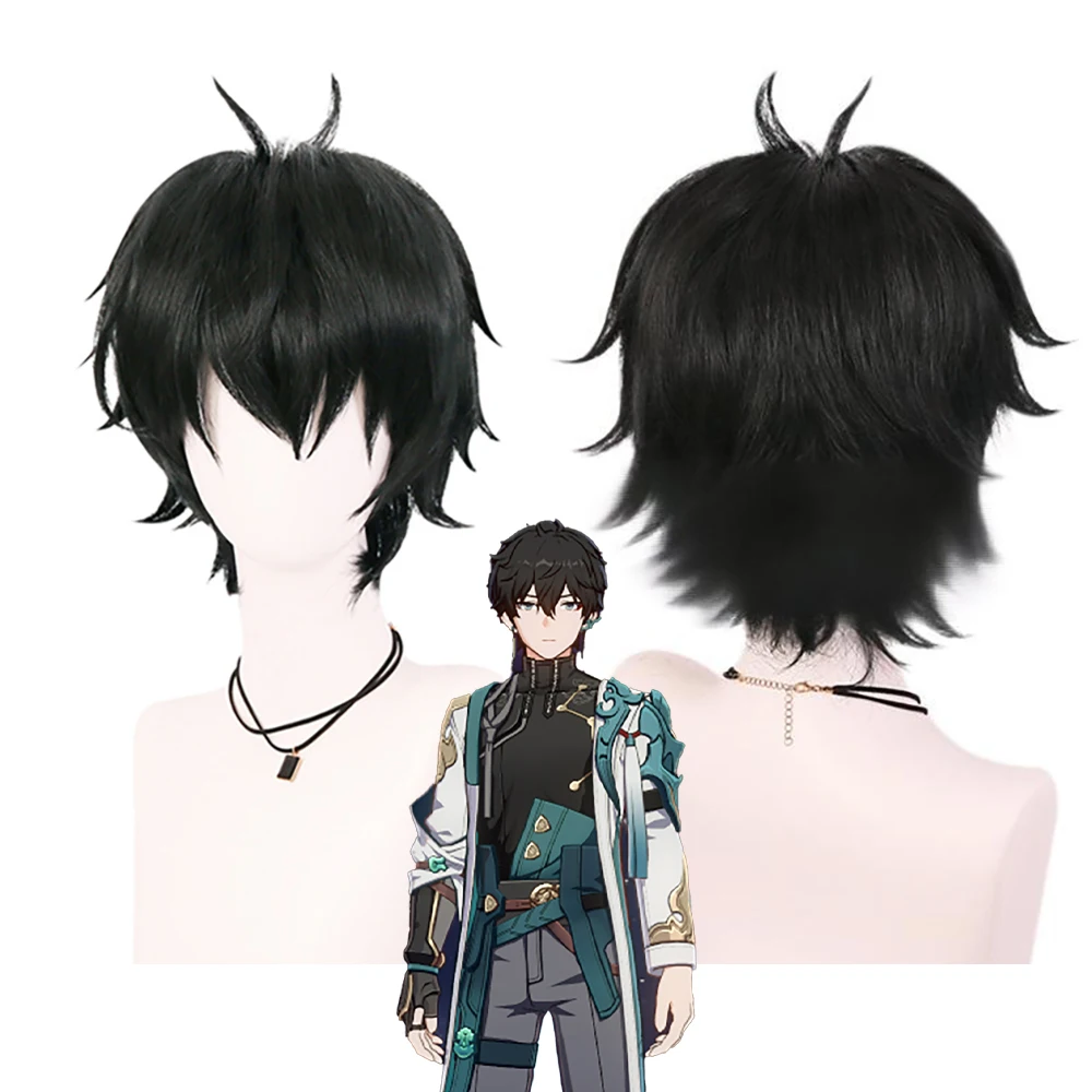 

Game Honkai: Star Rail‌ Danheng Cosplay Synthetic Hair 12-Inch Black Short Hair Upturned Halloween Daily Party High-Quality Wig