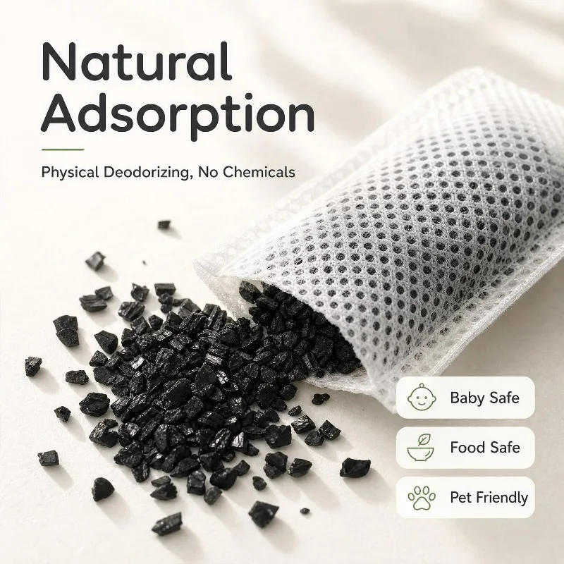 50/5pcs Coconut Shell Activated Carbon Bags Reusable Air Purifying Deodorizer Moisture Absorber Odor Eliminator for Car Closet