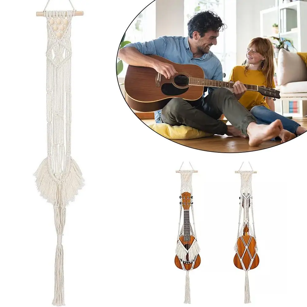 Guitar Hanger, Ukulele Wall Mount Stand Holder Guitar Holder Macrame Guitar Holder Wall Mount For Acoustic And Electric Gui H8S1