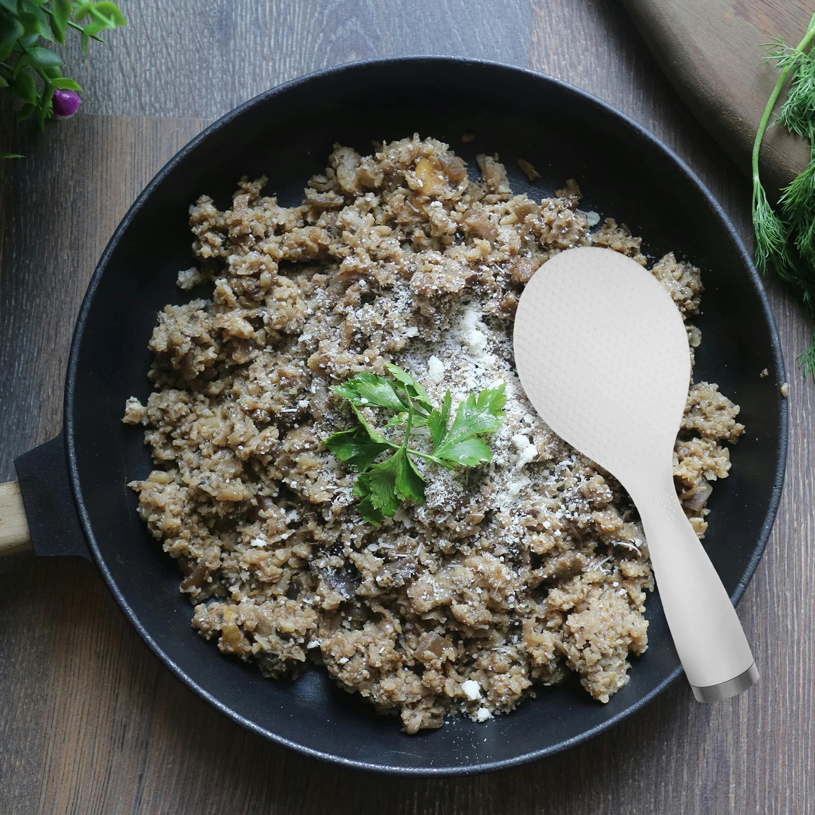 

Japanese Non-Stick Serving Spatula, Stand-Up Kitchen Utensil For Rice Cooker, Cooking Stirring Tool, Pasta Spoon, Rice