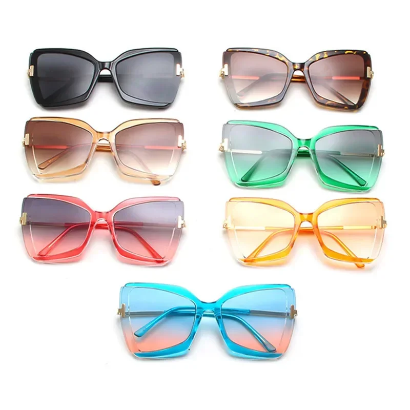 Gafas de sol cuadradas de gran tamaño para mujer, anteojos de sol femeninos con montura grande, coloridos, 2024