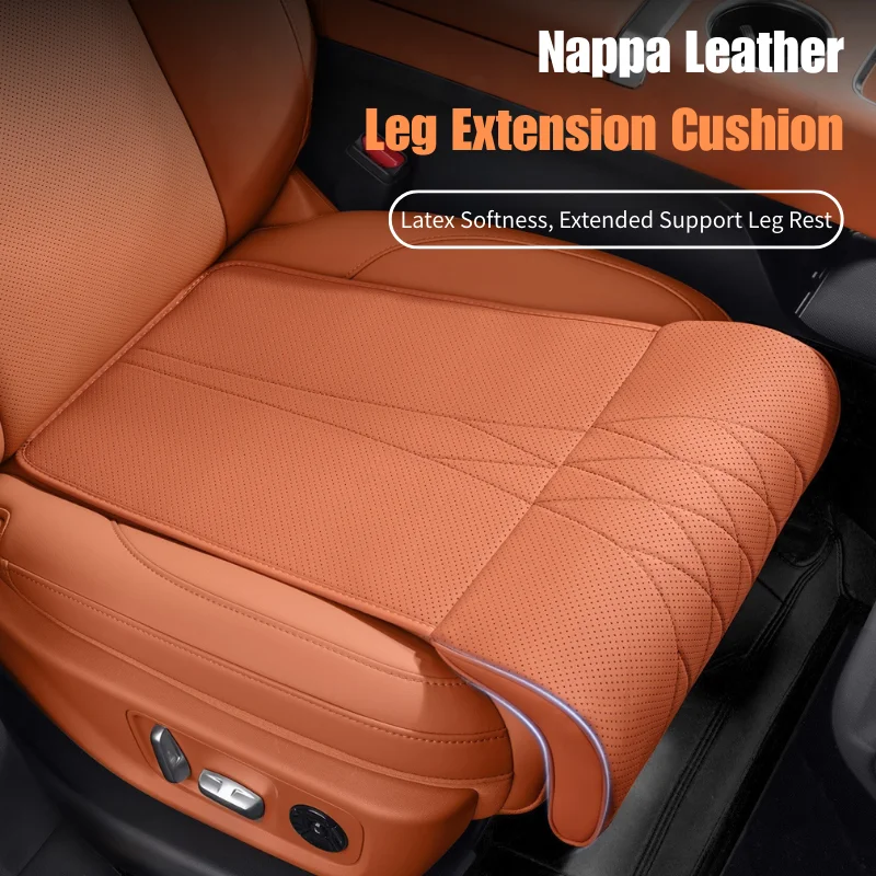 موسع مسند ساق السيارة من جلد نابا العالمي - وسادة مقعد مريحة للسائق من إسفنج الذاكرة قابلة للتنفس