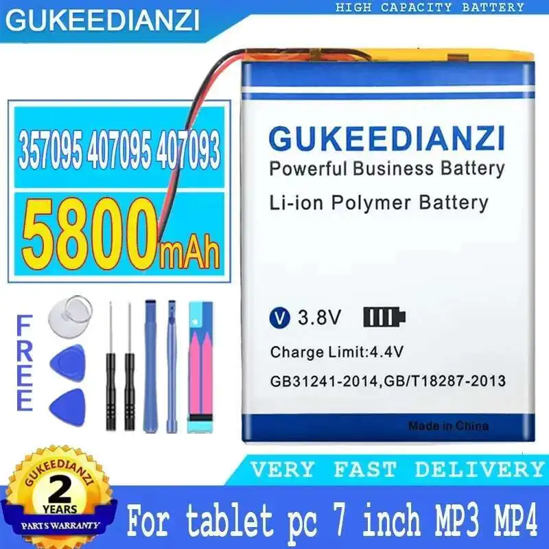 

5800Mah For Tablet PC 7 Inch MP3 MP4 High-Efficiency Mp3 Mp4 Battery 357095 407095 407093