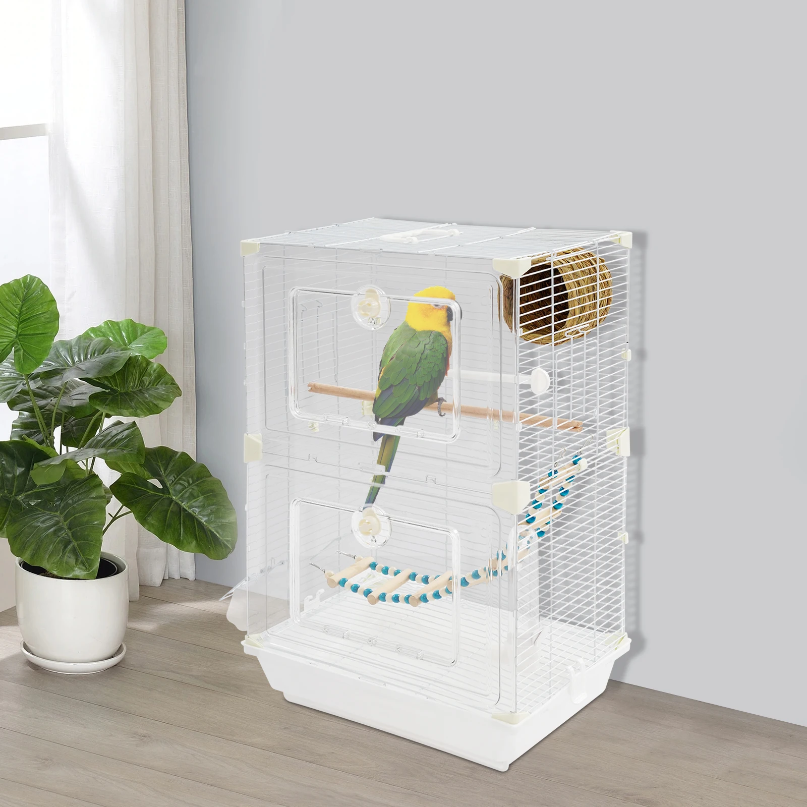 

Сборная современная клетка для птиц 40*28*63 см, отдельно стоящая, для полетов, на 2-3 птицы