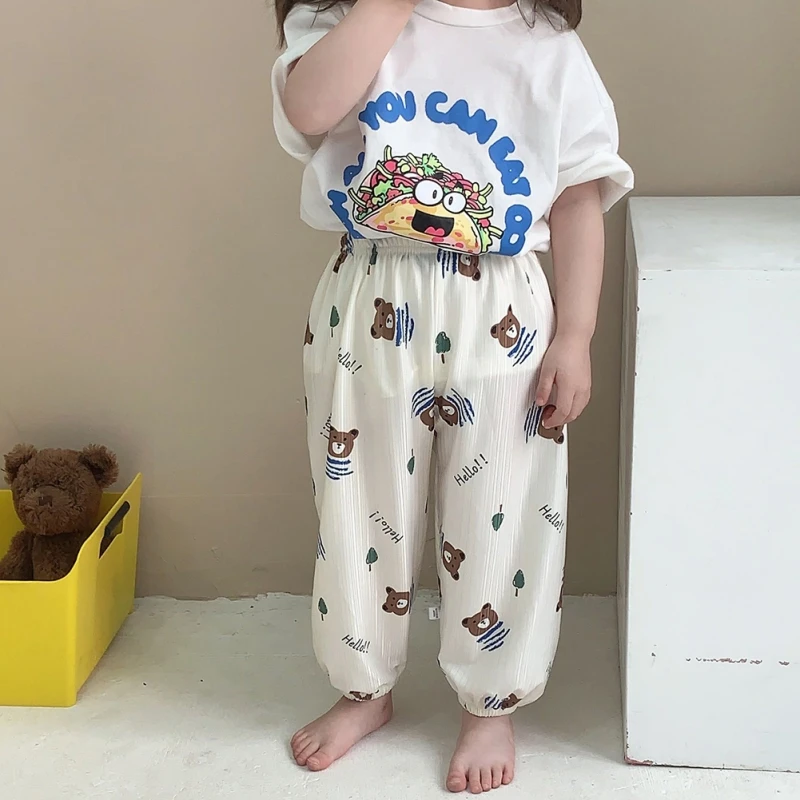 Baby Boys Girls Pants 2-9T Toddlers Summer Thin lantern pants Cute Print Soft Muslin Clothes Pants Pantalons