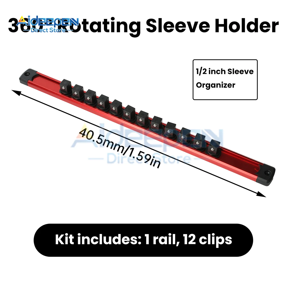 Universal 40.5cm Socket Organizer Compatible with 1/2 1/4 3/8 Inch Sizes Features Magnetic Base and Swivel Design for Mechanics
