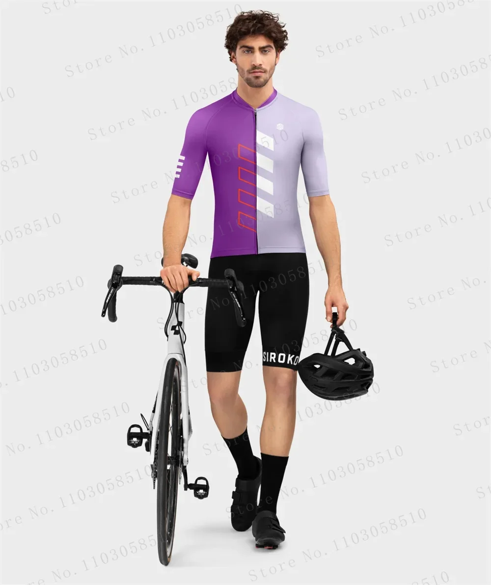 SIROKO Men's Cycling Jersey Sets Bicycle Short Sleeve Cycling Clothing Bike Maillot Breathable Cycling Jersey Bib Shorts 2025