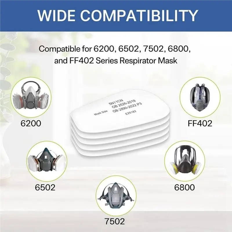 [NEW!A25P】 Respirator Filter Cotton, 100PCS 5N11 Replacement Particulate Filter For 6200, 6502 7502, 6800 And FF402 Series