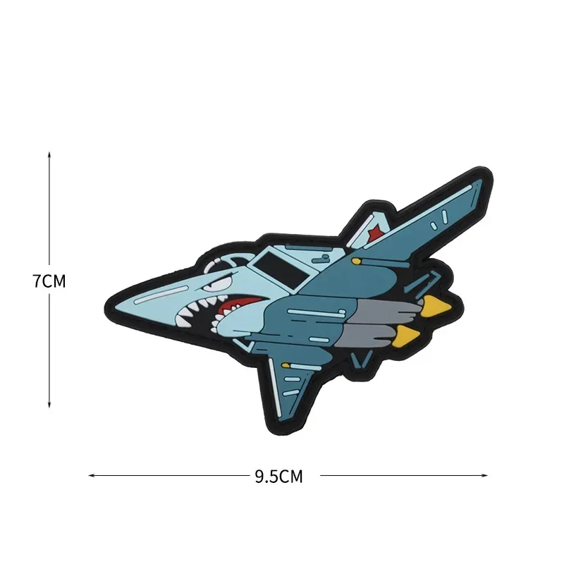 Helicopter Emblem PVC Hook and Loop Patches for Clothing Tactical Armband Backpack Sticker Shark Aircraft Morale Badge