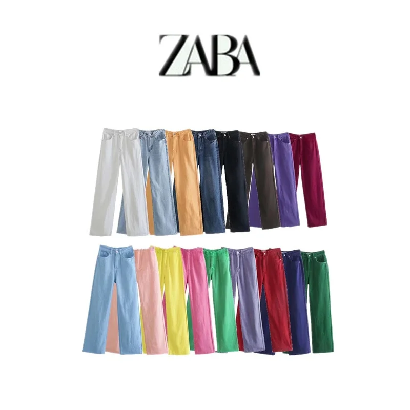 

High Waist Straight Leg Jeans Women's Casual Versatile Autumn New Sle Faionable Long Pants Button Closure