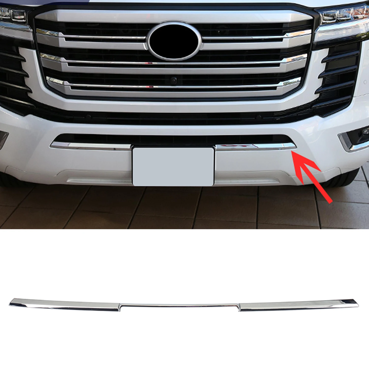 

Car Accessories For Toyota Land Cruiser 300 J300 LC300 2022 2023 ABS Chrome Front Bumper Lower Grille Trim Strips Cover Trim