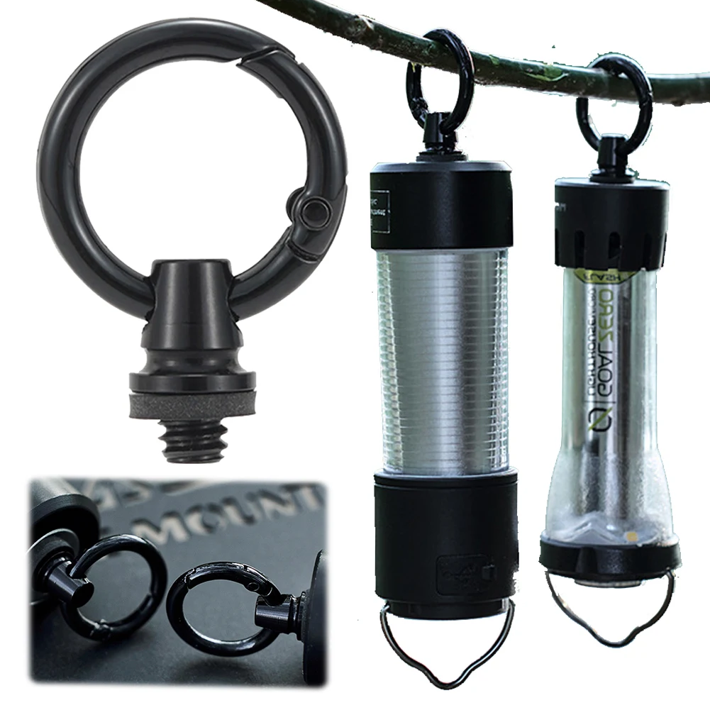 Portable Lamp Hanging Hook 1/4 Inch Thread Ring Shaped Lamp Hanger Multi-functional Tent Flashlight Ring for Outdoor Tent Picnic