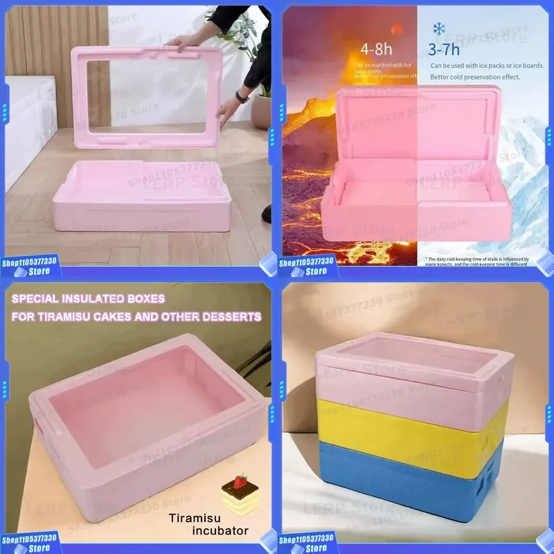 27L Portable Tiramisu Cake Box Food Grade Foam Refrigerated Dessert Container for Display Preservation Storage Wholesale