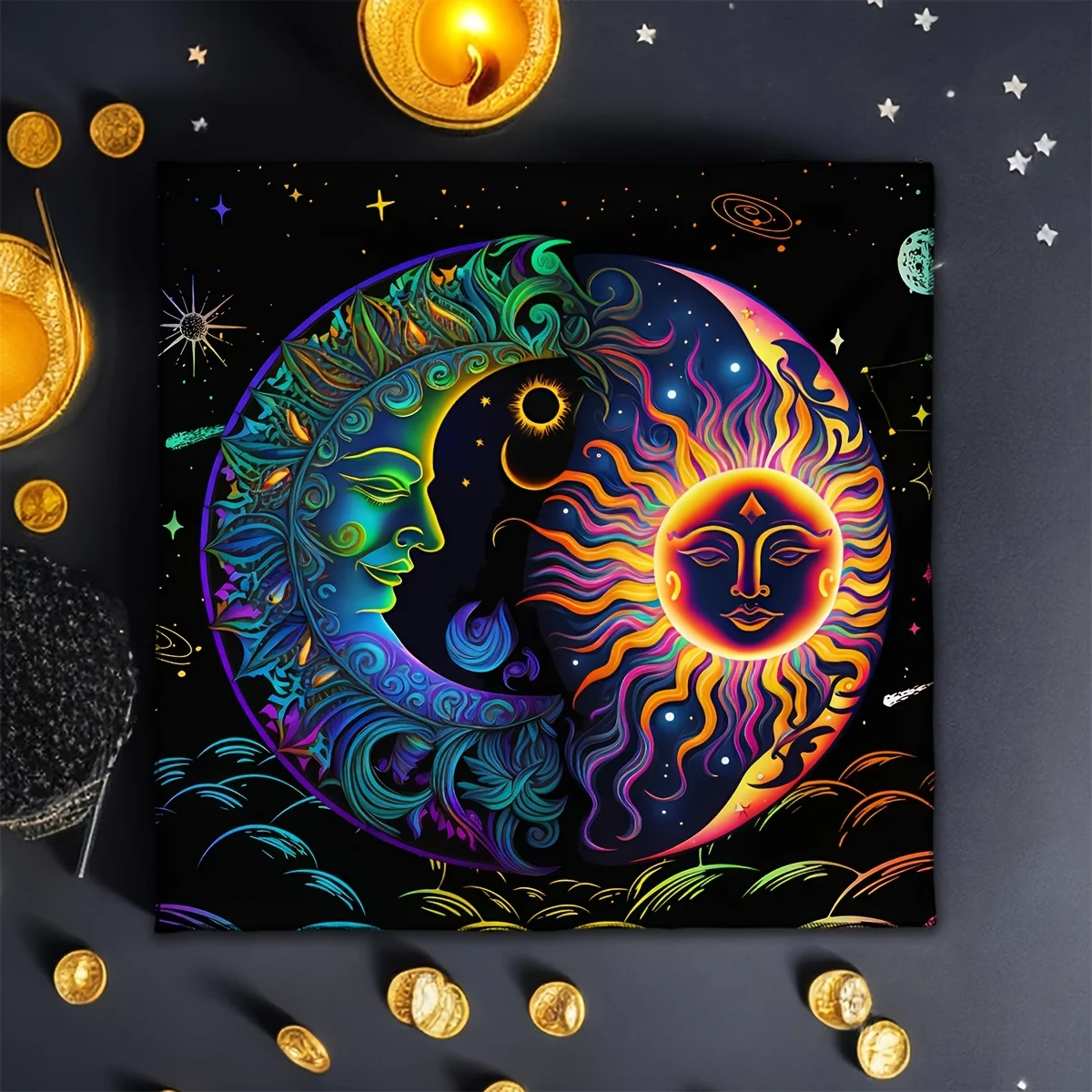 VIKAMA Magic Knot Tablecloth Pentagram Totem Waterproof Tarot Ceremony Meditation Bohemian Style Decoration