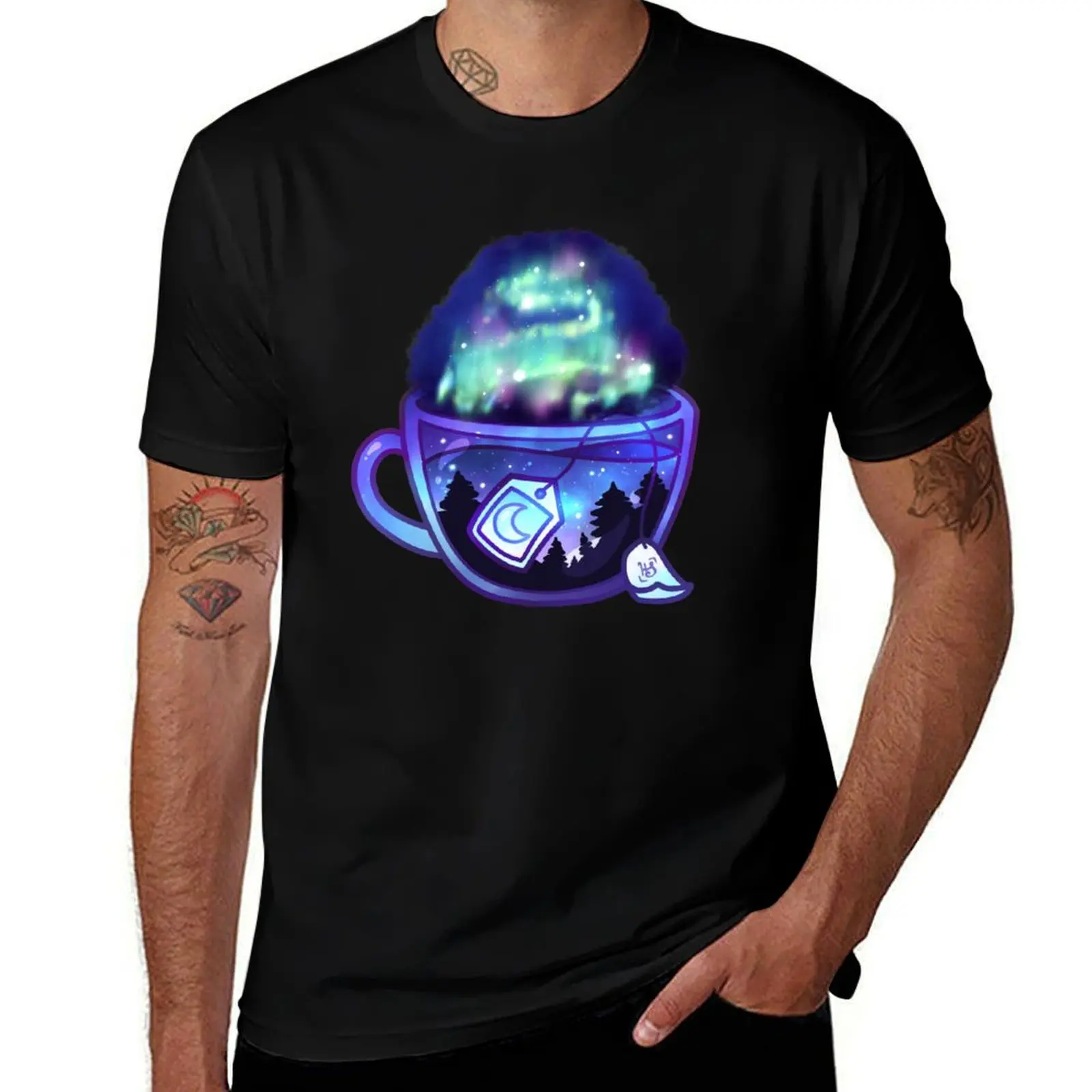 Футболка Aurora Borealis Tea - Dreamy Aesthetic, мягкая эластичная футболка с короткими рукавами