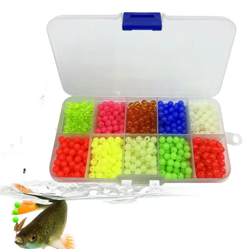 Fishing Beads Assorted Set 5mm Fishing Rig Glow In The Dark Multi-Use Float Fishing Bait Eggs In 10 Colors Round Lure Tackle For