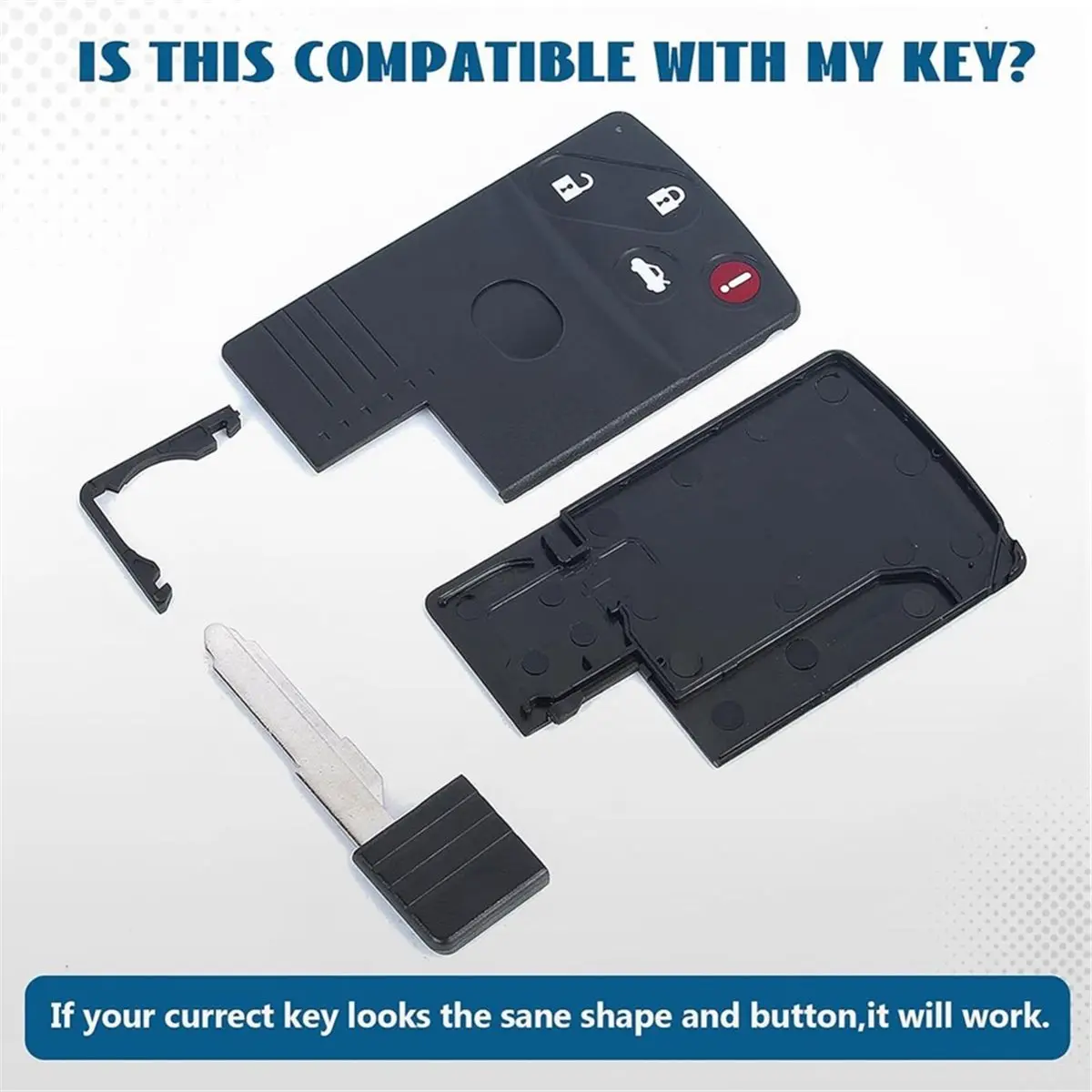 B09A Smart Card Remote Key Shell Case for Mazda 5 6 CX-7 CX-9 RX8 Miata 3+1 Button
