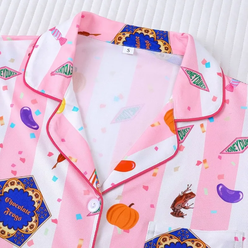 High-End Pink Halloween Pajamas Set Spring and Autumn Comfortable Long Sleeves Loungewear Perfect Outdoor Wear  Wholesale XL