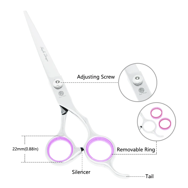 7 inch Purple Dragon Dog Grooming Scissors Pet Cat Hair Scissors Curved Cutting Thinning Haircut Shears Animals Suppliers B0008B