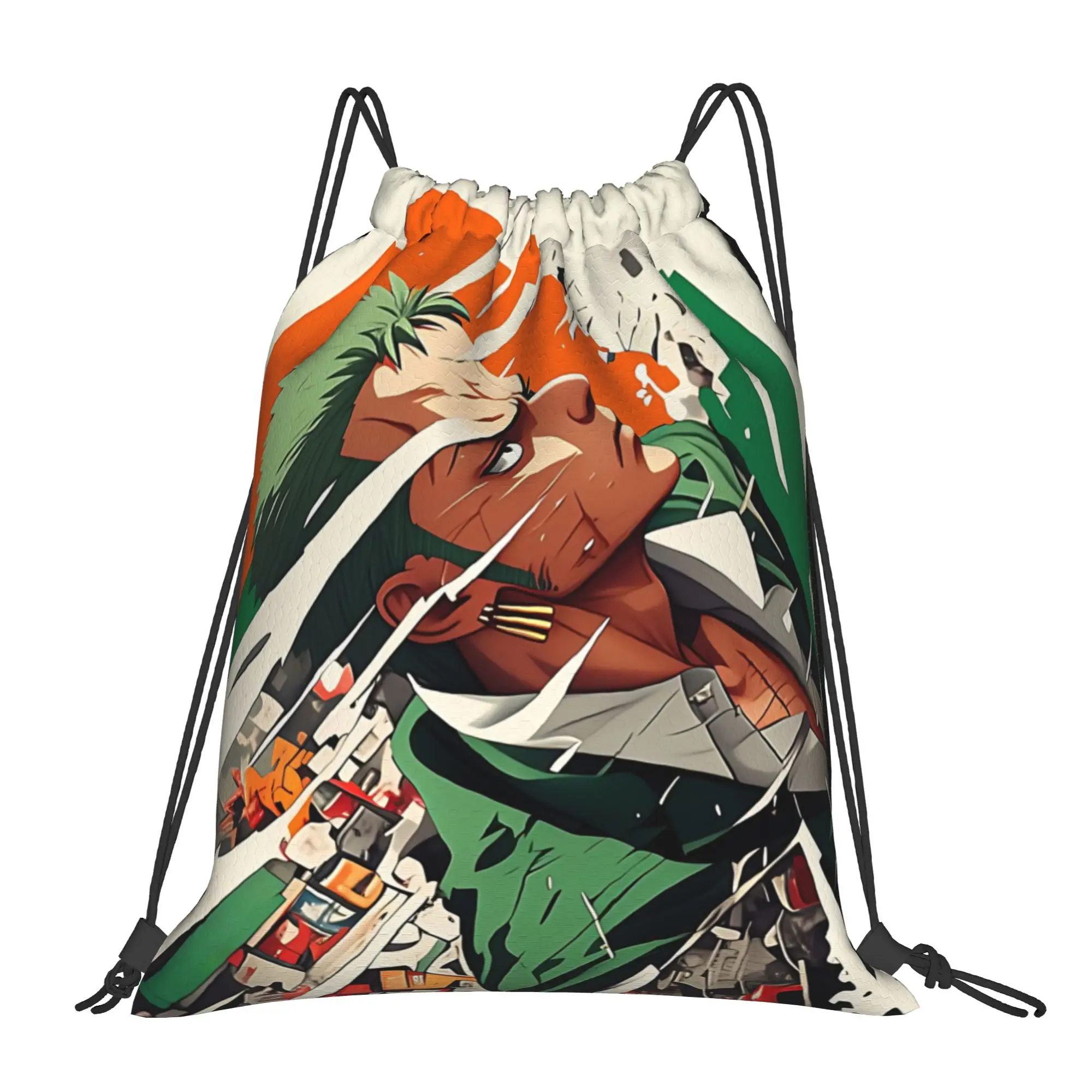 For travel Pouch One Piece Anime Zoro  Kawaii Drawstring Bags Hiking Shoe Clothes Storage Multi-function Teen Portable Rucksack