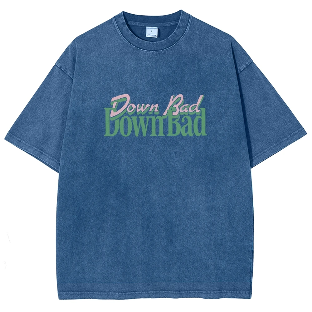 Downbad Cartoon Letter Printing T-Shirt For Men And Women Of The Same Style Retro Neutral Style Round Neck New Short Sleeves