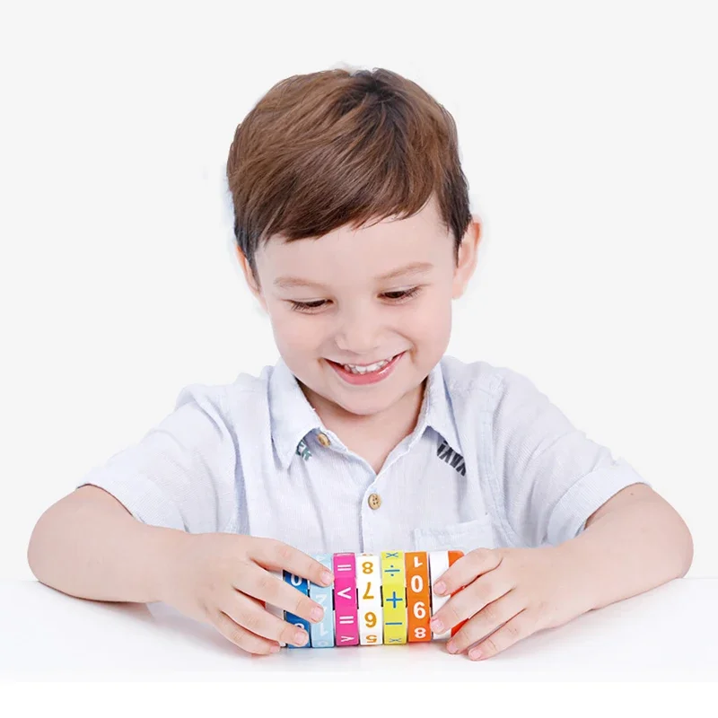 Kid Digital Arithmetic multicolor Alphabetic Cylindrical Cubes Math for Children Baby Montessori Wooden Educational Learning Toy