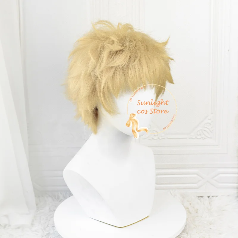 Anime Kei Tsukishima Copper Wig, Amarelo-claro, Fofo Resistente ao Calor, Cabelo Sintético, Perucas de Halloween, 30cm