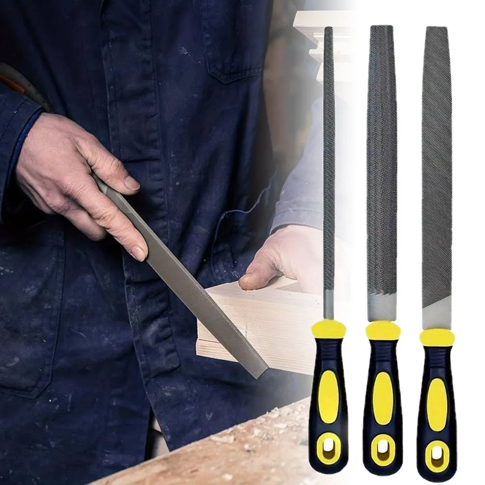 

Metal File Set 3Pcs 8-Inch Flat Round Half-Round Files Durable Hand Files Work for Metal Wood Smoothing Shaping Deburring