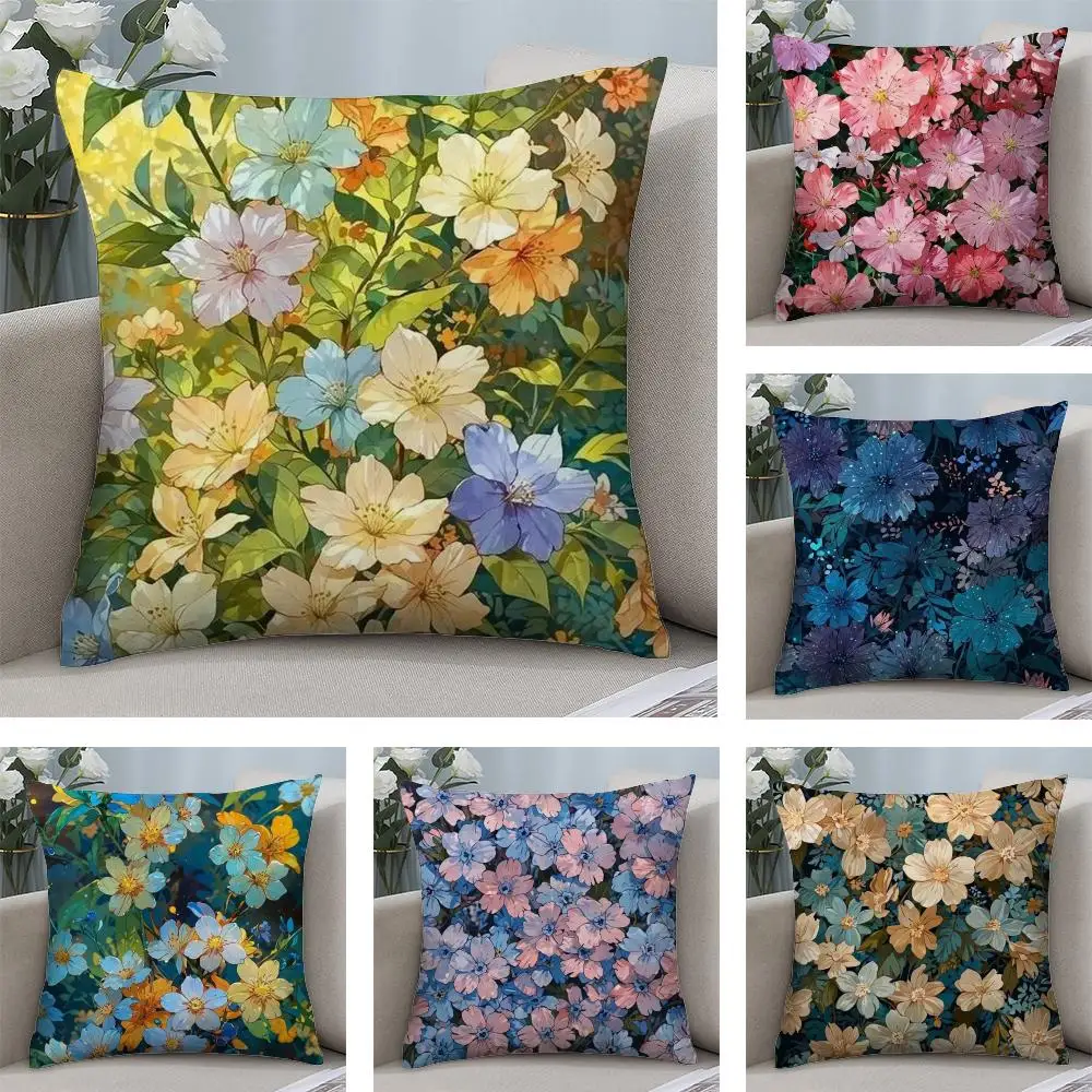 

Classic Floral Pattern Cushion Cover Short Plush Double-sided Print Square Throw Pillow Covers Sofa Home Cushion Decor