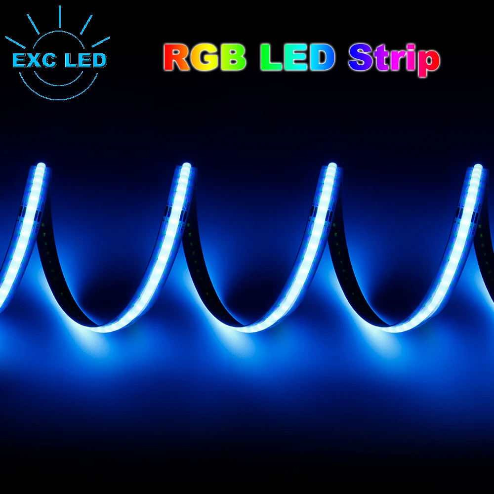 

Светодиодная лента COB RGB 4PIN 10 мм высокой плотности RA90 576 светодиодов/м Гибкая светодиодная лента FCOB с регулируемой яркостью, линейная лампа освещения DC24V