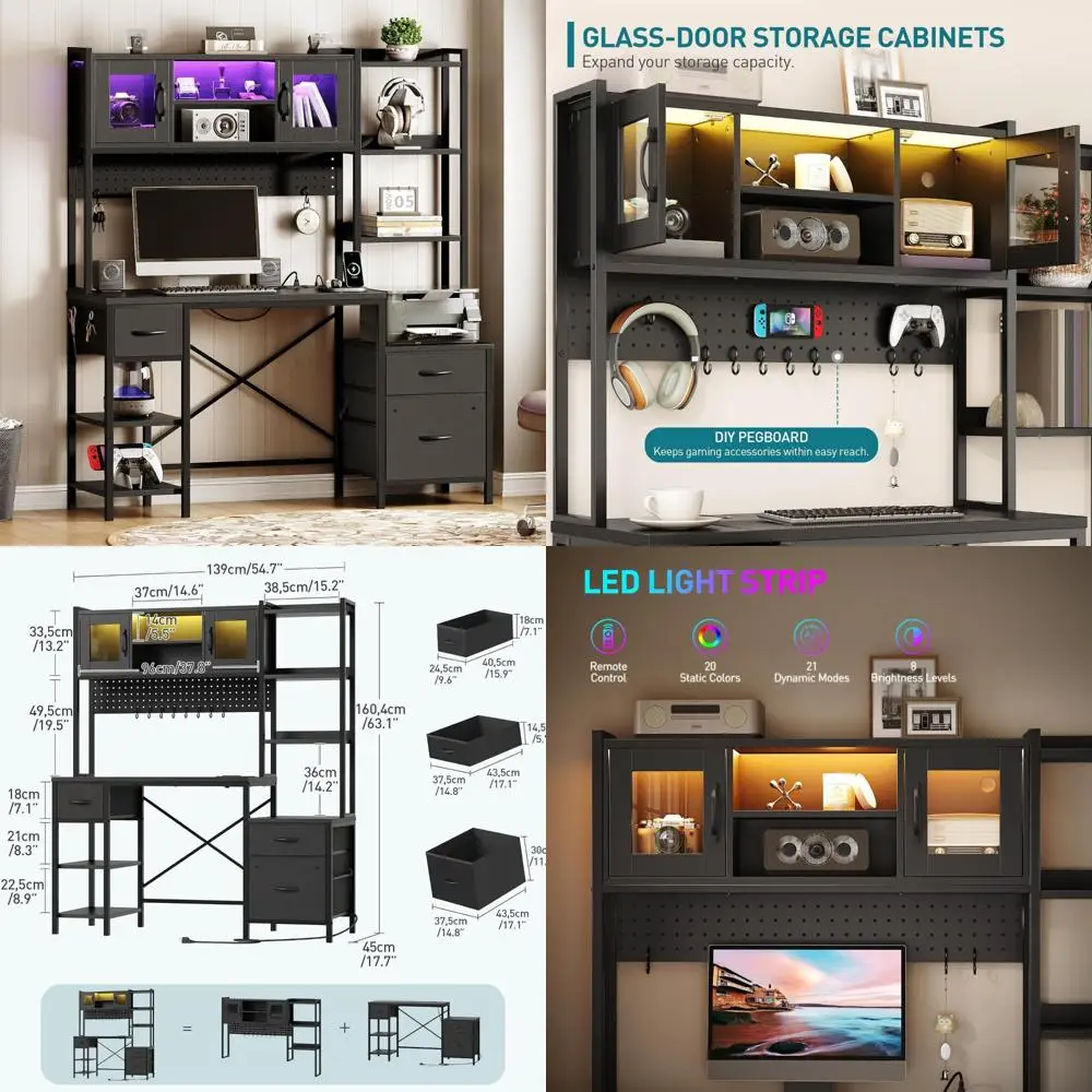 مكتب كمبيوتر صغير مع كوخ وأدراج، مكتب كتابة قابل للتمديد مع طاولة ثانوية قابلة للسحب، حامل شاشة وعجلات دوارة، ج #1