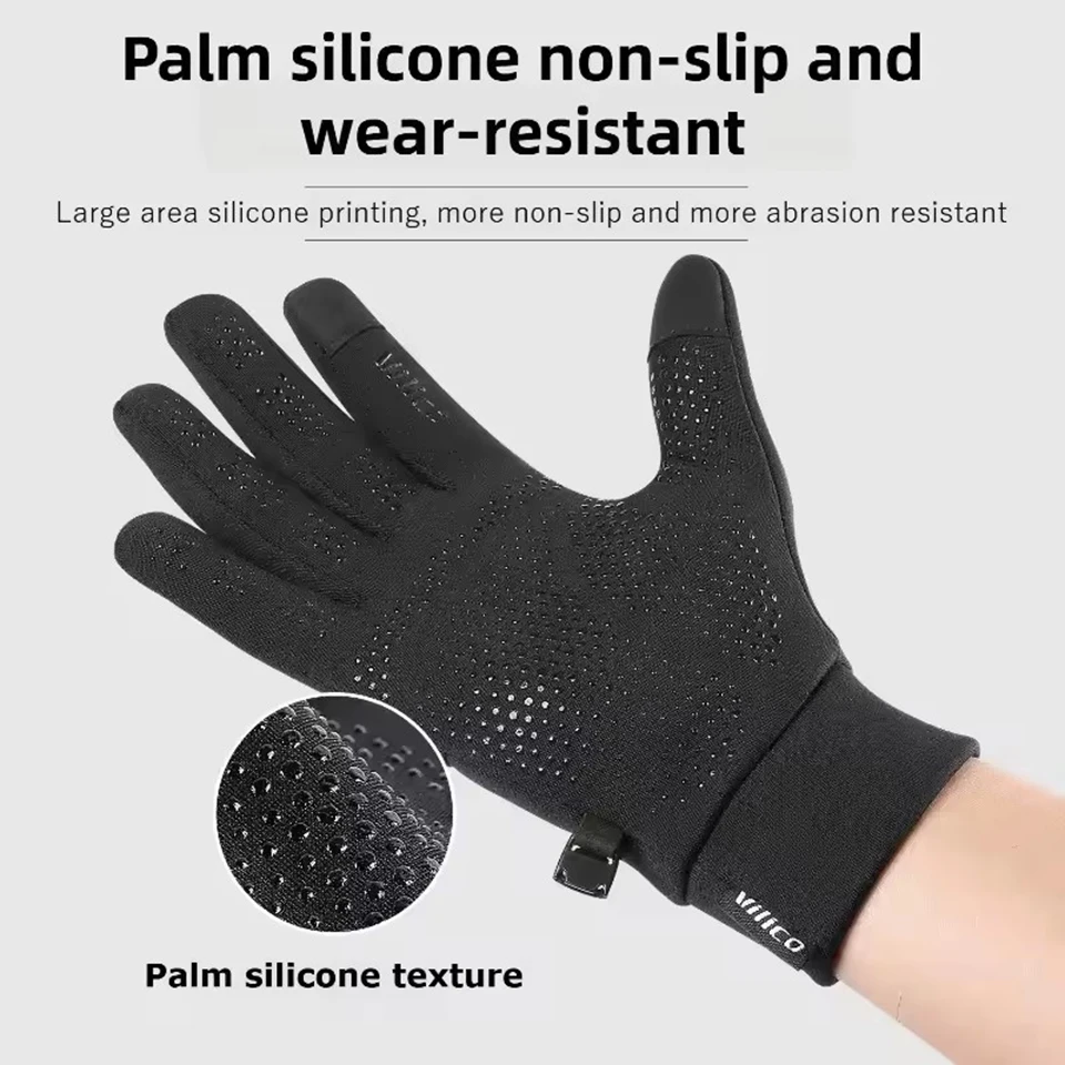 Winter Warm Thick Sports Gloves Silicone Non Slip Touch Screen Running Full Finger Gloves Camping Skiing Climbing Accessories