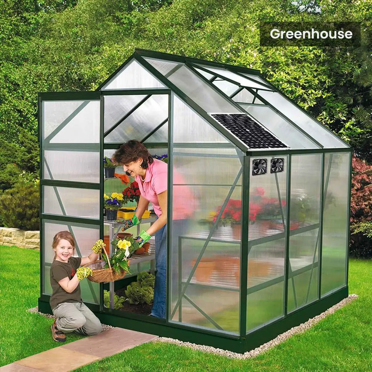 2X Solar Fan,12 W Solar Panel Fan, Weatherproof,with DC Double Fan for Small Chicken Coops, Greenhou