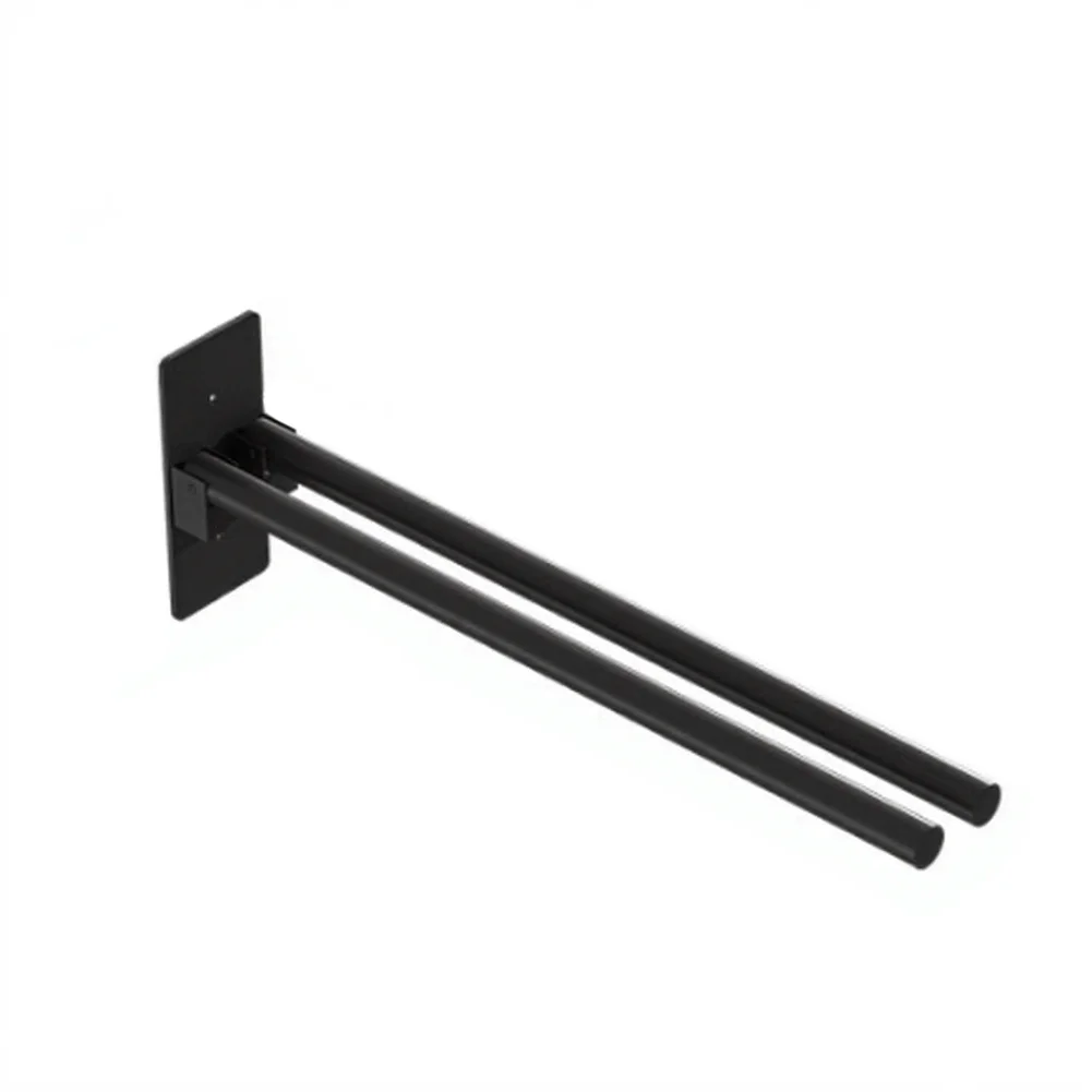 Black Folding Long-lasting Towel Rack Easy To Wall-mount In The Bathroom Sturdy Punch-Free Wall-Mounted Storage Rack